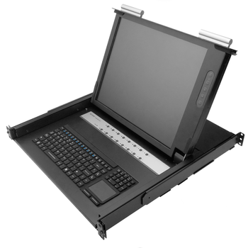 Rackmatic - Consola Y Conmutador Kvm Ip65 De 16 Puertos Para Rack 19" 1u. Teclado Mousepad Y Pantalla 17" Rk02600