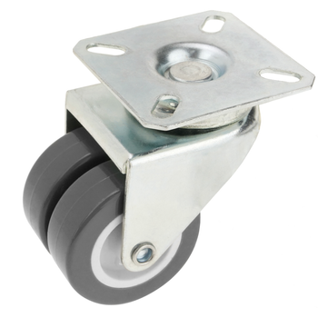 Primematik - Rueda Doble Pivotante Industrial De Pu Y Pvc Sin Freno 50 Mm Qs04000