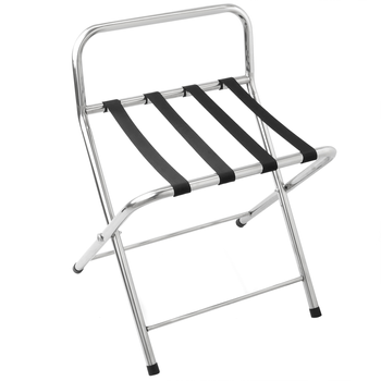 Primematik - Soporte De Maletas Plegable Con Respaldo Para Hotel Y Apartamento En Metal Cromado 554 X 475 X 725 Mm Lr08100