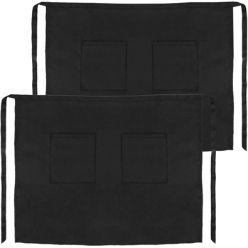 Primematik - Delantal De Camarero 56 X 47 Cm Negro De Cintura Mediano Con 2 Bolsillos 2-pack Mm10900