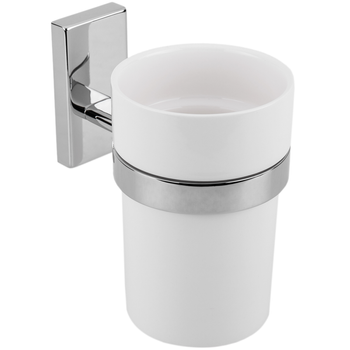 Primematik - Vaso 78mm Diámetro Porta Cepillo De Dientes Con Soporte Porta Vaso De Pared Modelo Spool Ks33100