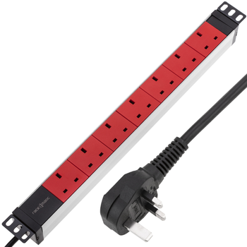 Rackmatic - Regleta De Enchufes De Pvc Para Armario Rack 19” 1u Con 9  Schuko Rojos Conector C14 Y Carcasa Negra Re13700 con Ofertas en Carrefour