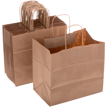 Primematik - Bolsas De Papel Kraft Biodegradable Sos Con Asas, 25 Unidades Ik00000