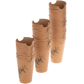 Primematik - Pack De 50 Unidades Vaso Para Fritos De Cartón Marrón Con Cierre Plegable 8,5 X 14 Cm Ik01600