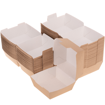 Primematik - Pack De 50 Unidades Porta Hamburguesas De Cartón Biodegradable Marrón Ondulado 14,4 X 13,6 X 9,2 Cm Ik01800