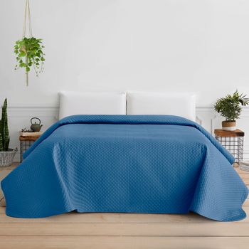 Colcha Bouti Entretiempo Rombos. Cama 90 - 180 X 260 Cm Azul Marino.