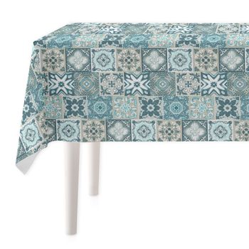 Vipalia Mantel Resinado Antimanchas Mosaic 140x140 Cm Azul