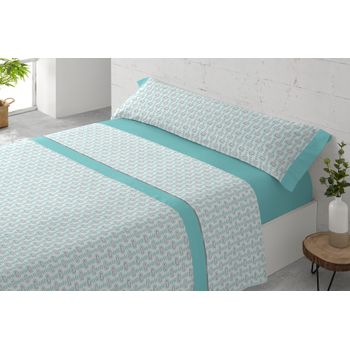 Juego de Sabanas de Algodón 3 Piezas Cama 135 cm TEX HOME Rayas Verdes  Verde