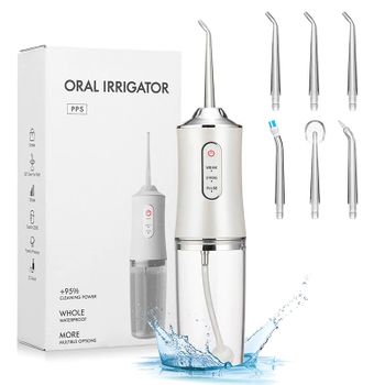 Irrigador Dental Oral Pps Portátil Y Recargable Usb Cuidad Salud Dientes Higiene Bucal Total  Dispone De 3 Modos De Trabajo.  Lavado Del Diente En 360º.  Capacidad Del Depósito De Agua De 220ml