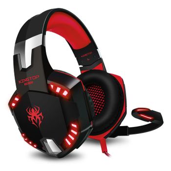 Auriculares Klack® Para Ps4 Pc Xbox Movil Universal Gaming Con Led Y Control De Volumen Rojo