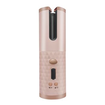 Cepillo De Pelo Rizador Automatico Recargable Por Usb Rosa Qm600