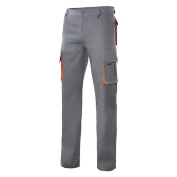 Pantalon Bicolor Multibolsillo Gris / Naranja T/38
