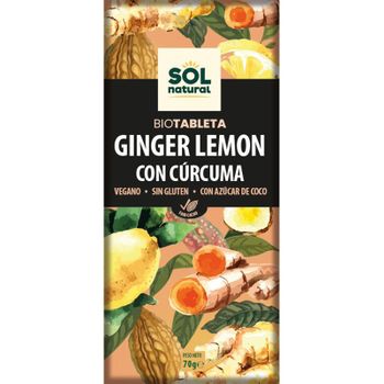 Tableta Chocolate Jengibre Limon Y Curcuma Bio 70g Sol Natural