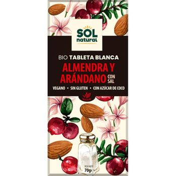 Tableta Chocolate Blanco Almendra Salada Y Arandano Bio 70g Sol Natural