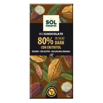 Tableta Chocolate 80% Con Eritritol Bio 70g Sol Natural