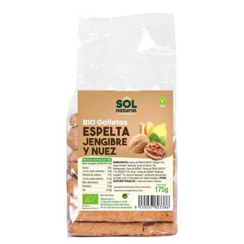 Galletas De Espelta Con Jengibre Y Nueces Bio 175g Sol Natural