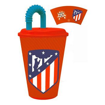 Vaso Con Tapa Atlético Madrid Plástico