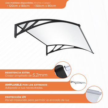 Tejadillo Protección Plástico Pp Outsunny 90x295x23,5cm Transparente con  Ofertas en Carrefour