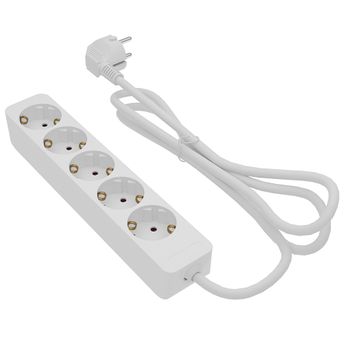 Fabricado Seg�n Normativas Vigentes. Secci�n Cable: 3x1,5. Longitud: 1,5 M. Color: Blanco. Base M�ltiple seccion Cable: 3x1,5 longitud: 1,5 Mt cinco Tomas Sin Interrruptor color: Blanco