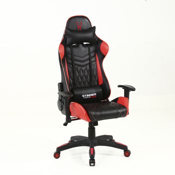 Silla Gaming Woxter Stinger Station Pro Red, Luces Led, Altura E Inclinación Ajustable