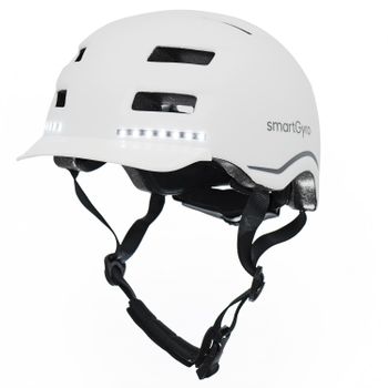 Casco Smart Helmet Pro Con Leds De Frenado Inteligentes  Y Bt, Tamaño M -  Blanco