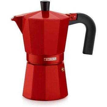 Cafetera Monix M281703 Roja - Capacidad 3 Tazas - Aluminio -