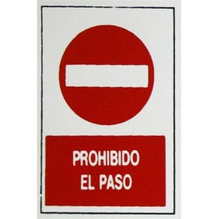 Placa Señalizacion Autoadhesiva Prohibido Paso 300x200x1mm Poliestireno Super-letra