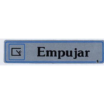 Placa Señalizacion Autoadhesiva Empujar 175x040mm Aluminio Plata Super-letra