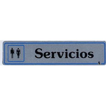 Placa Señalizacion Autoadhesiva Servicios 175x040mm Aluminio Plata Super-letra