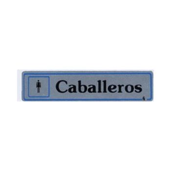 Placa Señalizacion Autoadhesiva Caballeros 175x040mm Aluminio Plata Super-letra