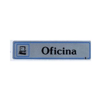 Placa Señalizacion Autoadhesiva Oficina 175x040mm Aluminio Plata Super-letra