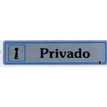 Placa Señalizacion Autoadhesiva Privado 175x040mm Aluminio Plata Super-letra