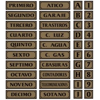 Placa Señalizacion Autoadhesiva Puerta A 090x090mm Aluminio Oro Super-letra