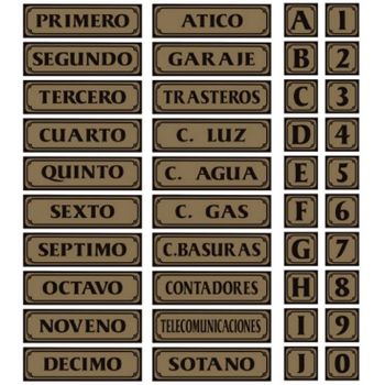 Placa Señalizacion Autoadhesiva Puerta B 090x090mm Aluminio Oro Super-letra