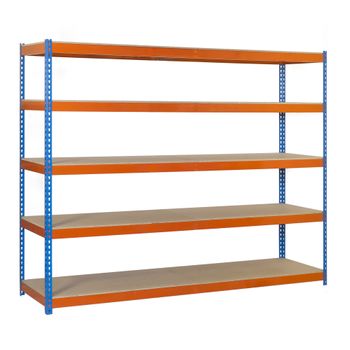 Estanteria Media Carga Simonforte 2406-5 Con Aglomerado Azul/naranja/mader 2000x2400x600 Mm