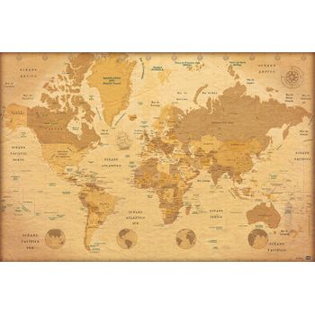 Maxi Poster Mapa Del Mundo Vintage