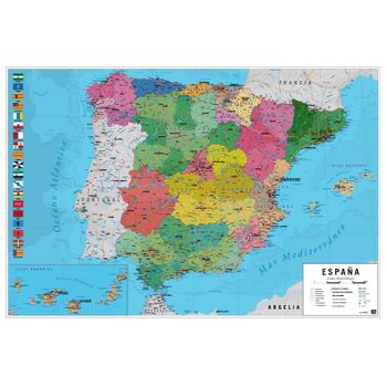 Maxi Poster Mapa España Fisico Politico