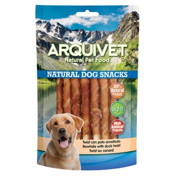 Snack Natural Para Perros  Twist De Pato Enrollado Arquivet 13cm   100gr