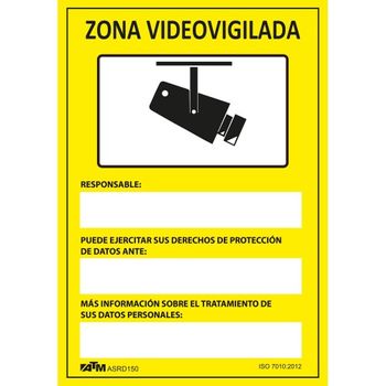 Atm Señalización-asrd150-señal Peligro Zona Videovigilada Pvc Glasspack
