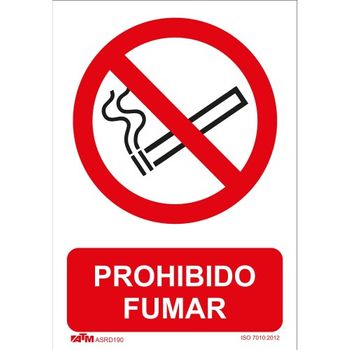 Atm Señalización-asrd190-señal Prohibido Fumar Pvc Glasspack