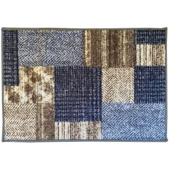 Alfombra De Entrada De Casa Interior Sala Cocina 60x40 - Parches Patchwork 7350000-1" "60x40 Cm" "gris Y Azul Desgastado 7350000-1" "exma