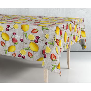 Mantel De Hule Estampado Por Metros - Frutas Cocina Madera 43287-1" "100 X 140 Cm" "frutas Madera 43287-1" "exma