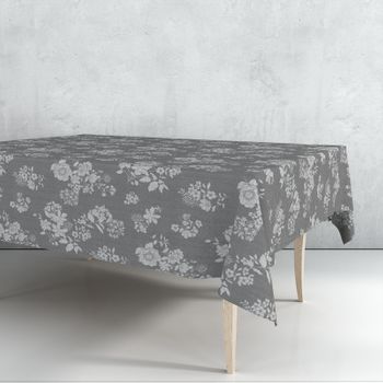 Mantel De Hule Estampado Por Metros - Flores Grises 43189-1" "100 X 140 Cm" "flores Grises 43189-1" "exma