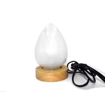 Lámpara Mesa Madera-cristal Led Efecto Llama