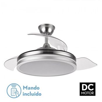 Ventilador De Techo Led Retractil Bayomo Motor Dc Níquel Ø108cm