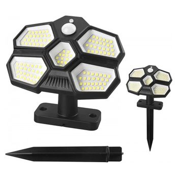 Luz Solar Exterior, Foco de 77 LED-COB Lámpara con Sensor de Movimiento,  Impermeable IP65 Jardín, Patio 