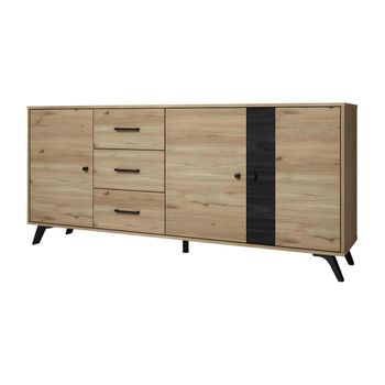 Aparador Bajo Portland 3 Cajones 180.5x40x81 Cm Color Color Natural Claro Vente-unique