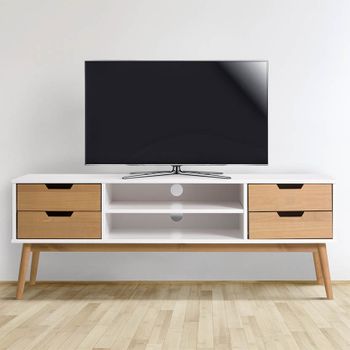 Mueble Tv Java 1 Puerta Y 2 Cajones Blanco/cera