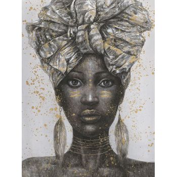 Cuadro Mujer Africana Frente 90x120x3 Cm