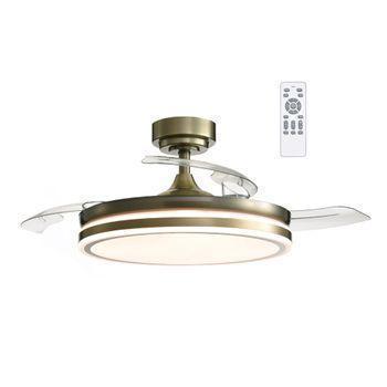 Ventildor De Techo Con Luz Y Aspas Plegables Wonderlamp Perla - Cuero Ø106cm